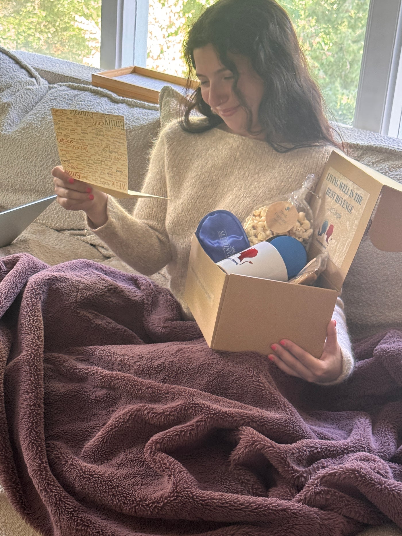 Someone receiving a Revenge Store gift box